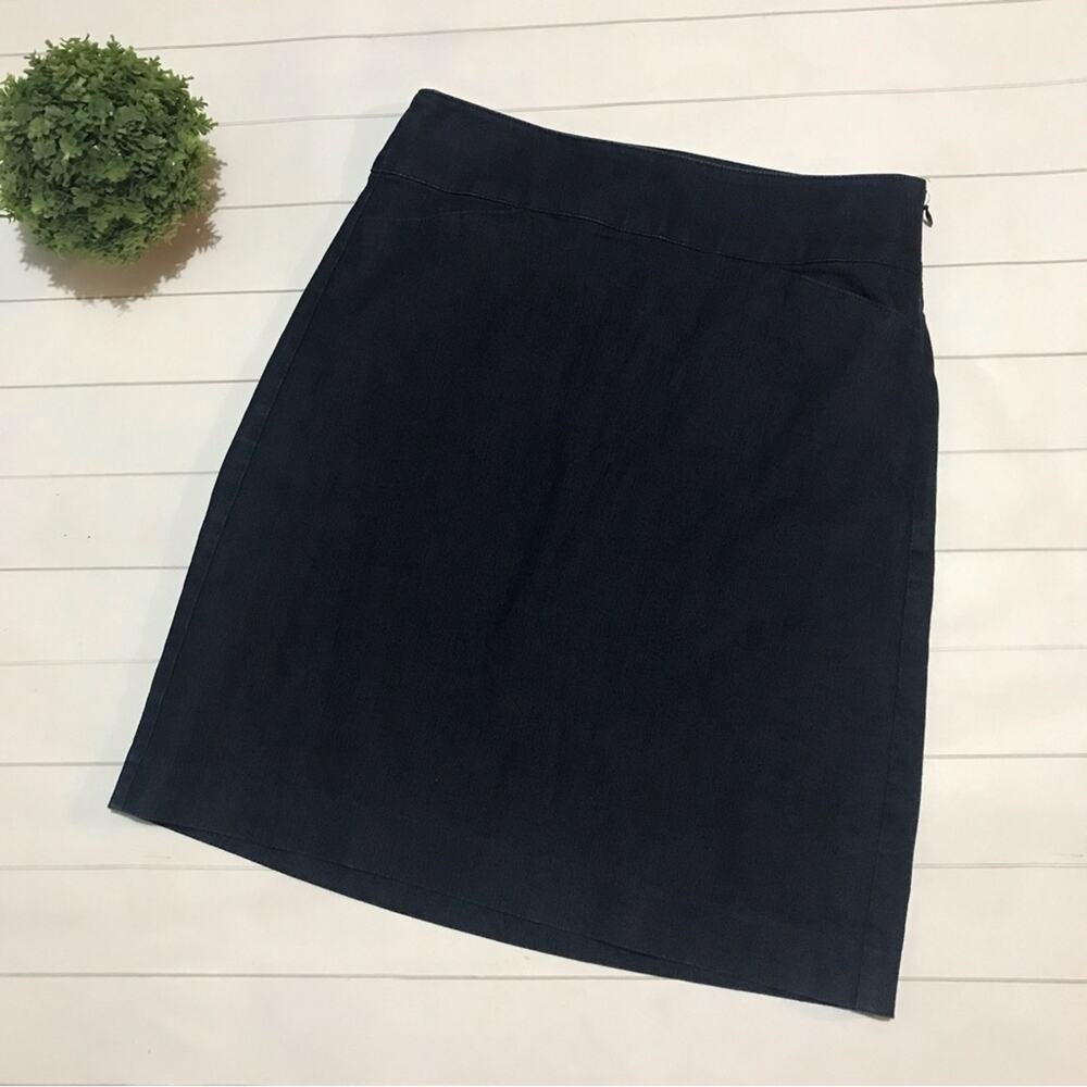 Talbots Dark Wash Denim Jean‎ Long Modest Pencil Skirt Women’s Size 4 Petite